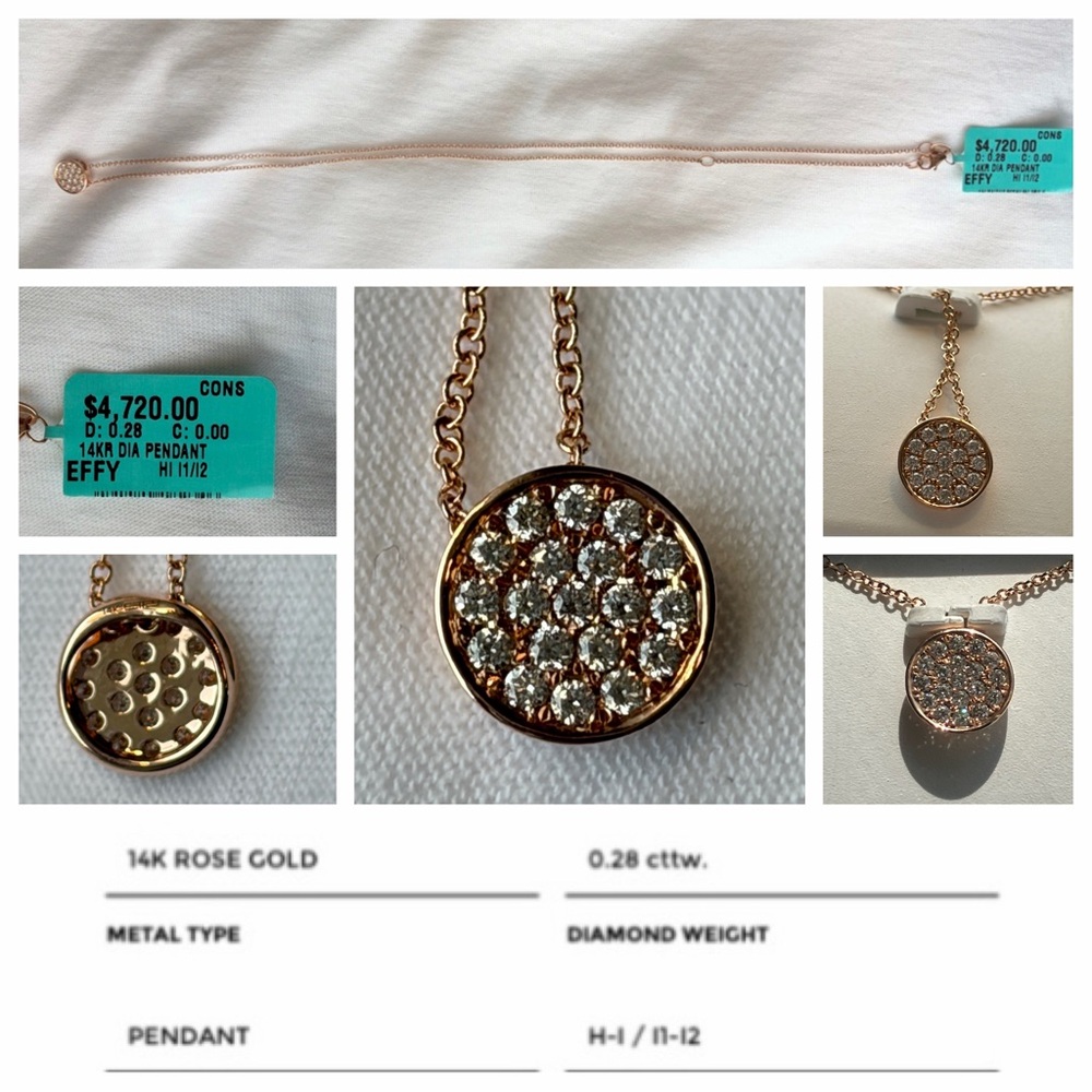 ✨ Authentic Effy 14K Rose Gold Diamond Pendant Necklace – New with Warranty✨